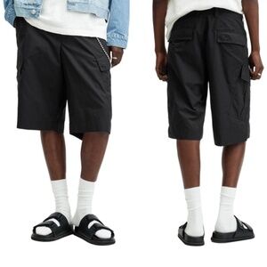 All Saints Ardy Cargo Mens Shorts Black Size 31 Organic Cotton NWT Bermuda